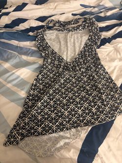 Jennifer Croll Geometric Print Mini Backless Halter
