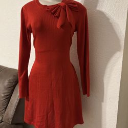 Women’s red knit dress size small stretchy