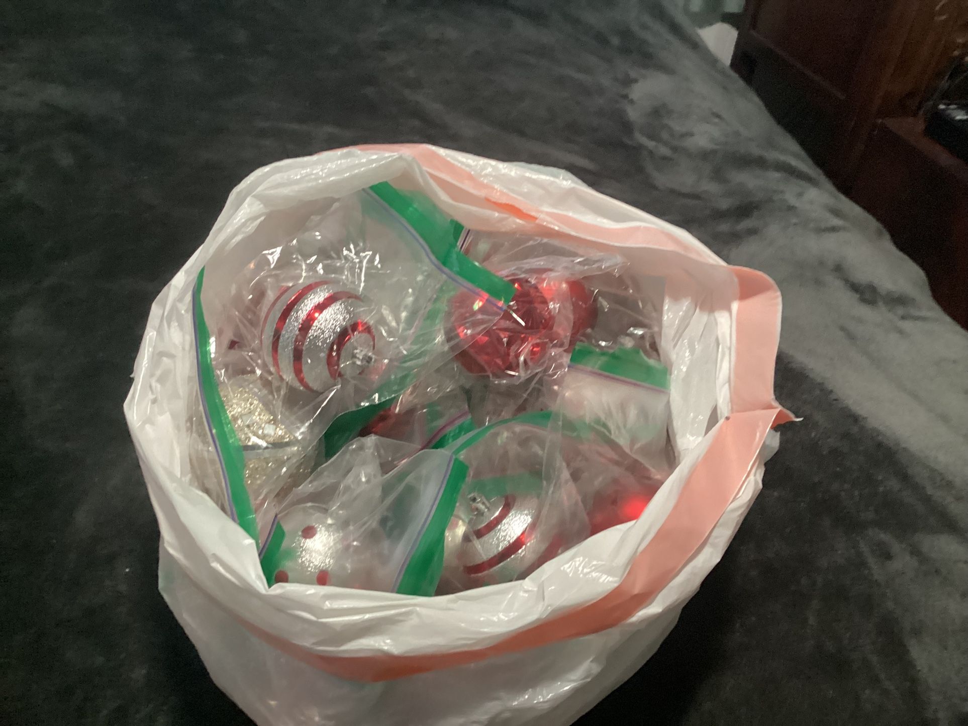 Bag Of 50 Big Ornaments And One Full Bag Of Small Ornaments