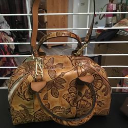 Cuoieria Fiorentina ,  Purse,  Italian Leather, Color Cognac, Measurements, B  5x12”, H 7”