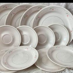 Vintage Corelle calico rose dinnerware set
