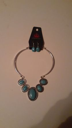 Paparazzi Turquoise Necklace & Earrings Set
