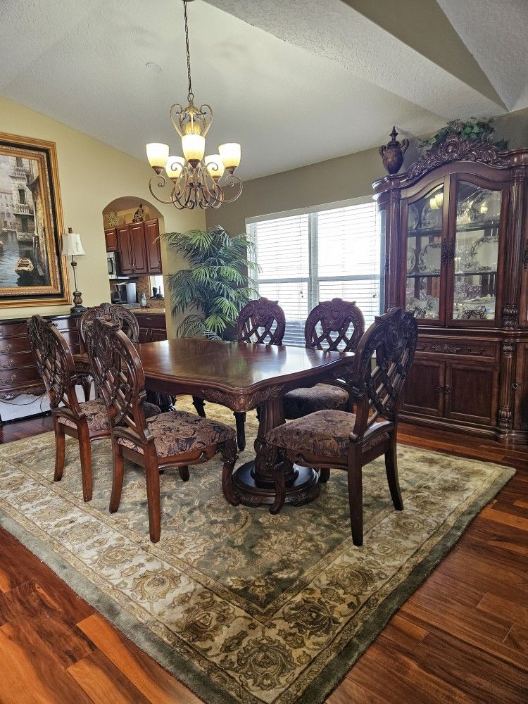 Tuscany Formal Dining Room Table, Chairs And China Cabinet