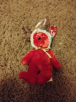 Ty Beanie Baby Christmas Reindeer Plush Ornament