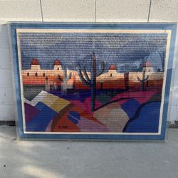 Antique Picture Made By Fabric And Covers By Acrylic 