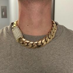 22MM X20 Cuban Link Chain 14k Heavy Gold Plated Doesn't Loses Color 