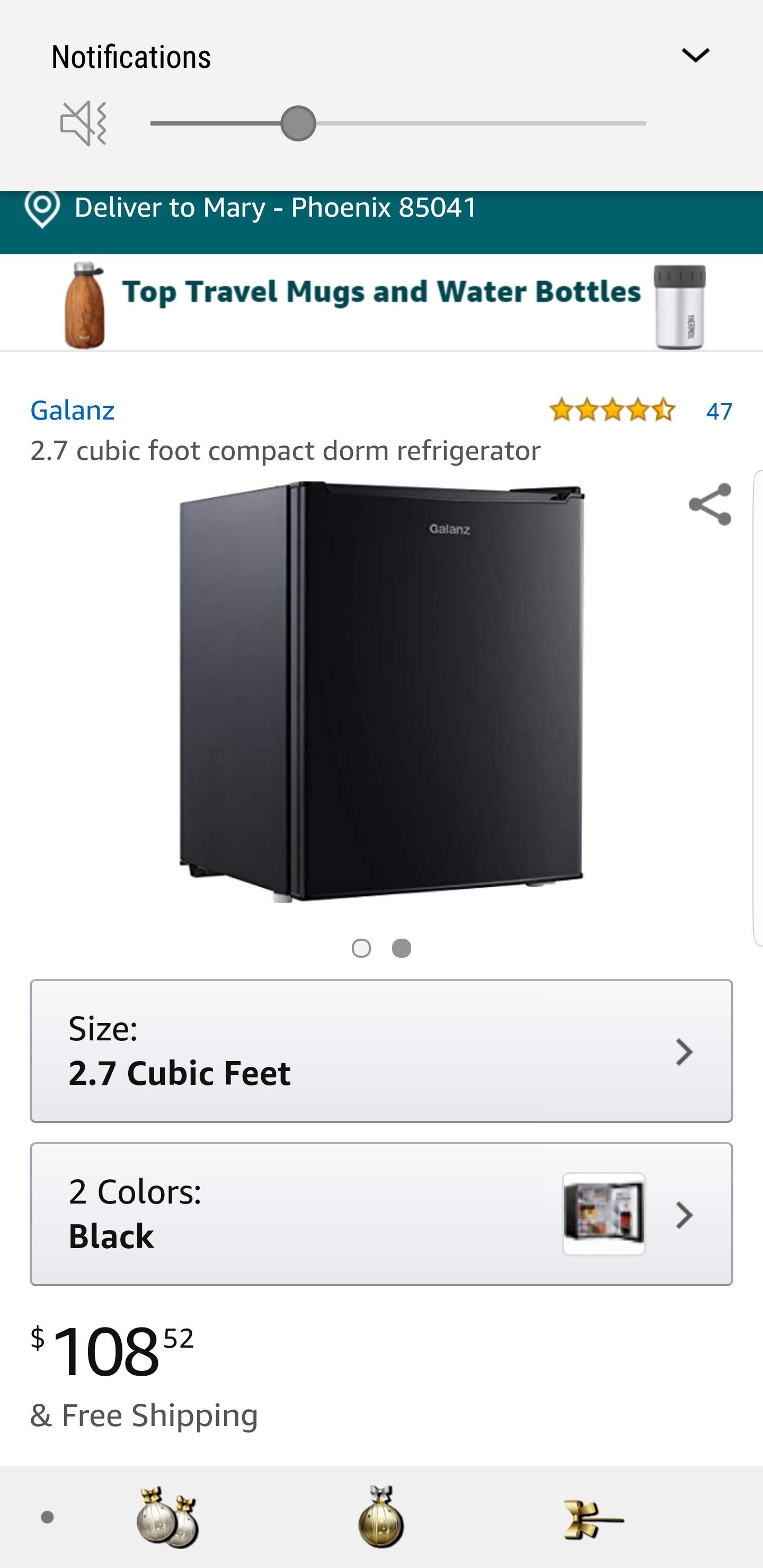 Galanz 2.7 cubic ft refrigerator
