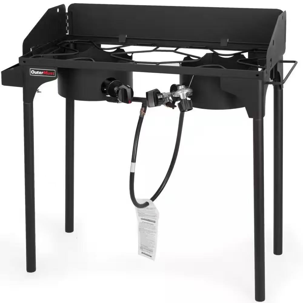 Outdoor Propane Burner Heavy Duty Propane 2-Burner Side Burner 60,000 BTU