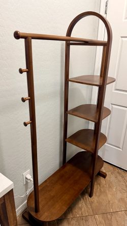 Wooden Coat Rack with Shelves (Like New)