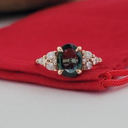 ❤️14k Rose Gold Malachite and Diamonds Ring Size 4 Solid Gold!/ Anillo de Oro Rosado con Malaquita y Diamantes! 👌🎁Post Tags: Anillo de Oro