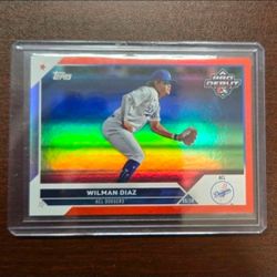 MINT 2023 TOPPS PRO DEBUT LOS ANGELES DODGERS WILMAN DIAZ RED FOIL #02/10 🔥🔥🔥