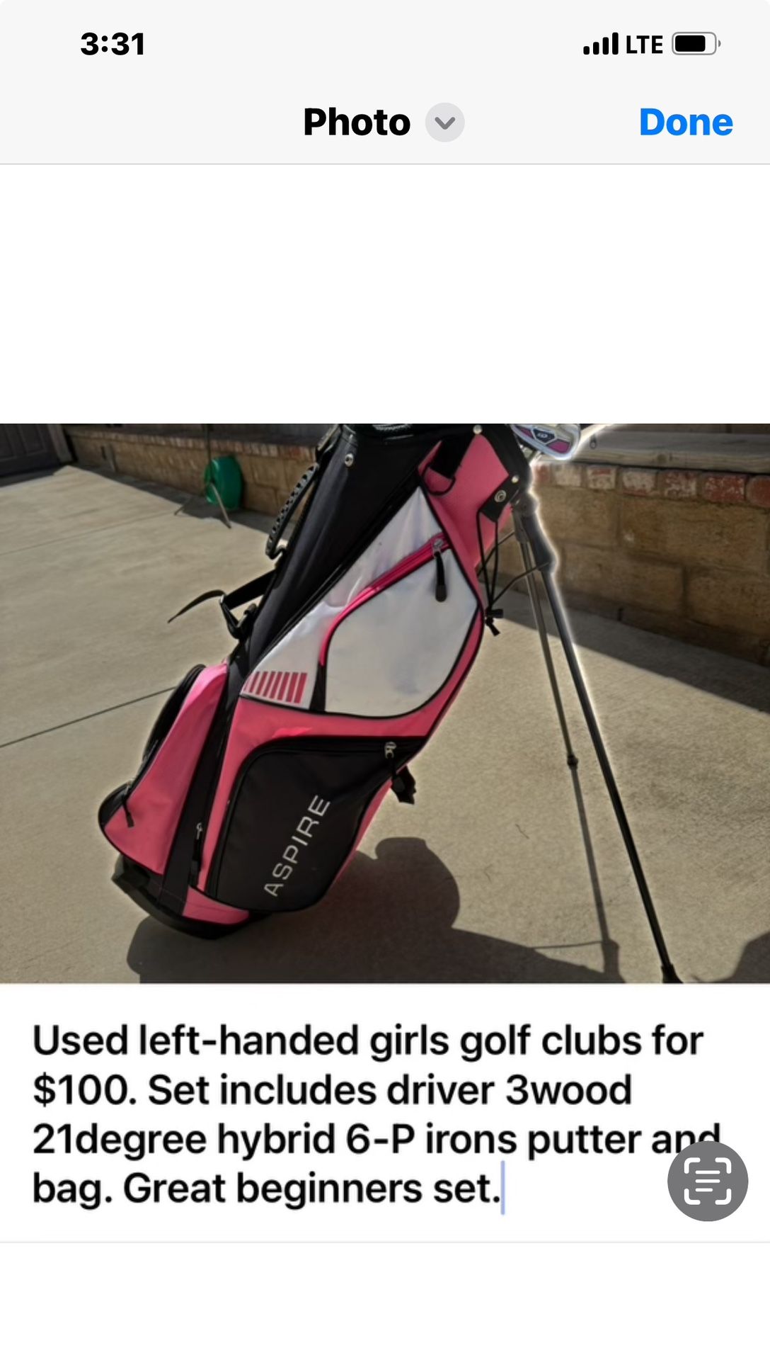 Women’s Left Handed Beginners Golf Club Set