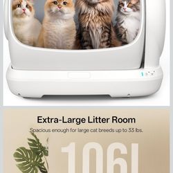 Self Cleaning Cat Litter Box, XXL Automatic Litter Box for Multiple Cats, Weight Sensors Safety Protection, Smart APP Control, Odor Control, Works wi