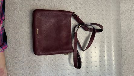 Fossil Pebble Leather Slim Zip Expandable Crossbody Shoulder Bag Purse Y2K 90s
