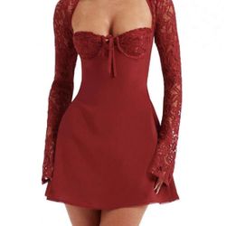 red lacy dress