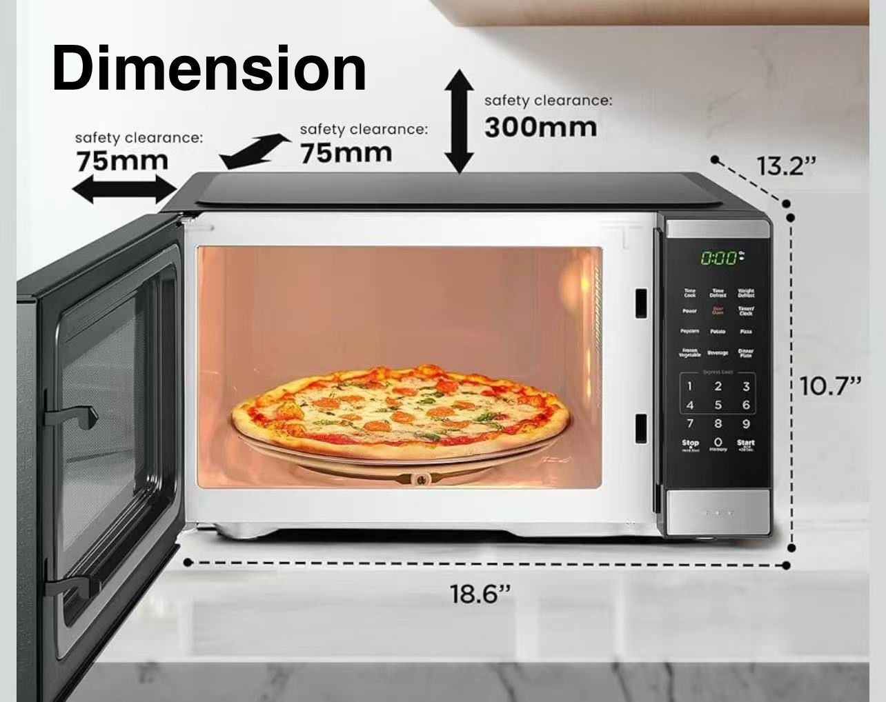 🥨BLACK+DECKER Countertop Microwave Oven 0.9 Cu Ft, 6 Auto Menus, Child Lock, Memory Function, 10 Power Levels, Easy One-Touch Start, Digital Panel