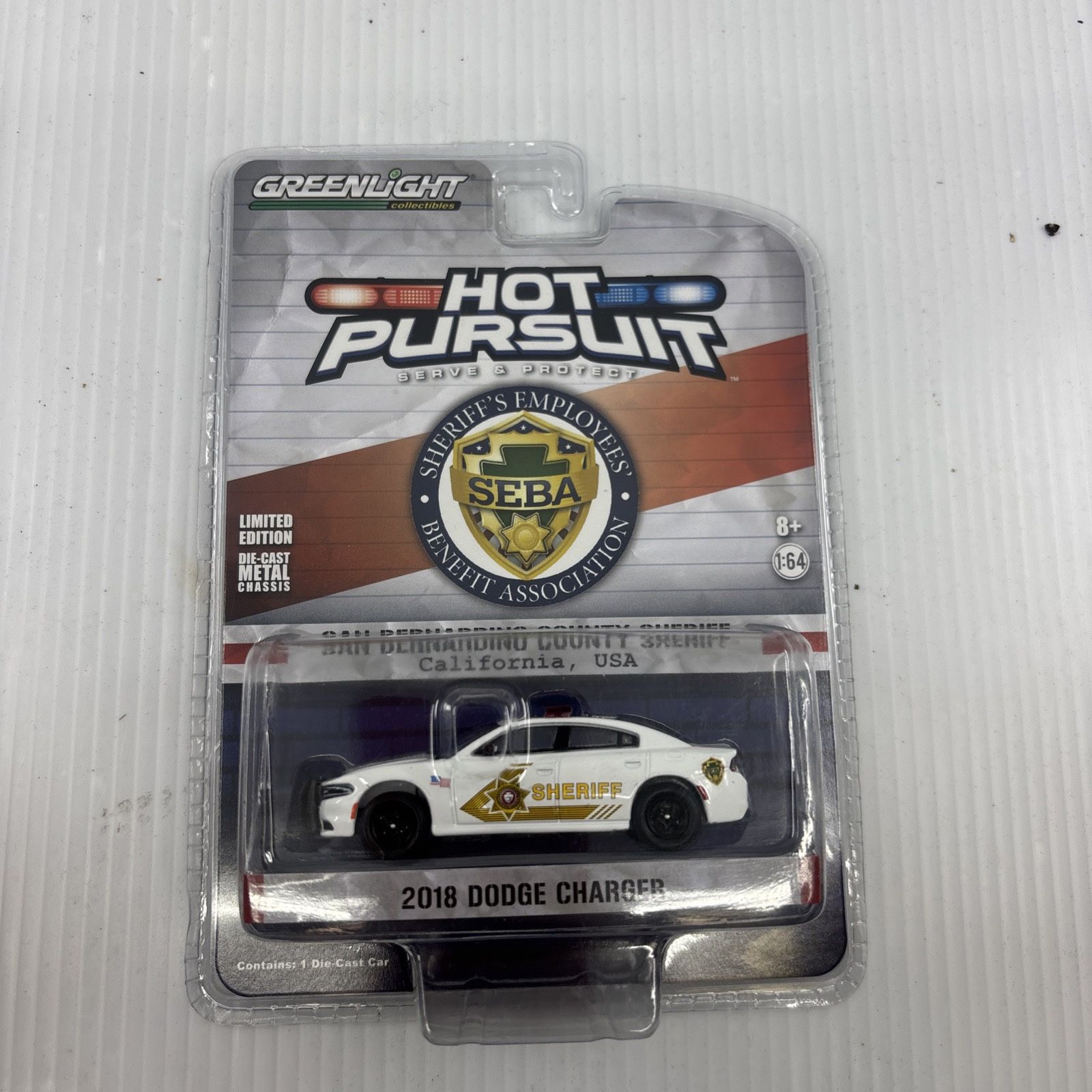 Greenlight Hot Pursuit San Bernardino County Sheriff SEBA Dodge Charger 1:64 '18