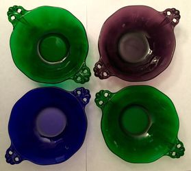 4 Vintage Colored Glass Bowls
