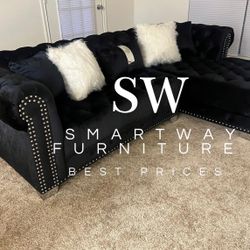 Sectional Black Velvet New Box 