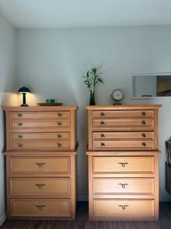 Solid Pearwood 5 drawer Tallboy dressers