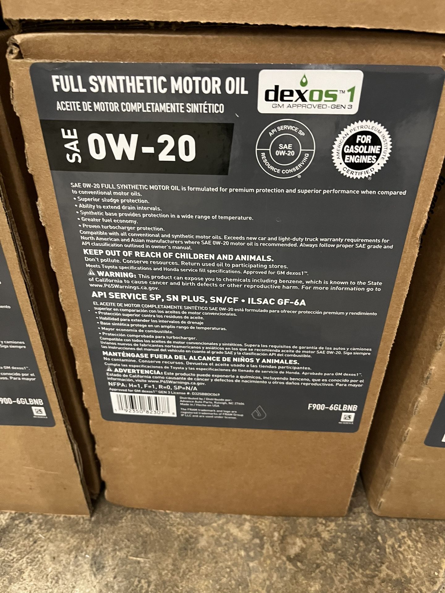 Synthetic 0w20 Oil 6 Gal
