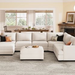HONBAY 8-Piece Polyester Modular Sleeper Sectional With Storage Space in Beige, HB-0425,  Like New, Perfect Condition  Honbay, HONBAY 8-Piece Polyeste