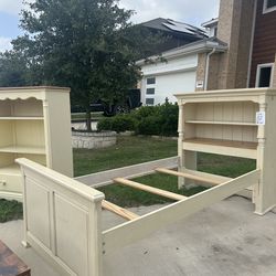 Twin bed set with book shelf