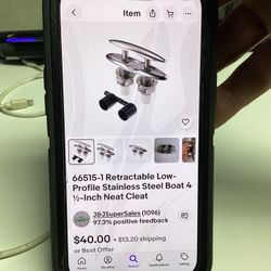 S2 66515-1 RETRACTABLE LOW PROFILE STAINLESS STEEL BOAT 4 1/2” NEAT CLEAT MARINE