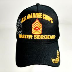 US Marine Corps Master Sergeant Men's Ball Cap Hat One Size Black Acrylic H1