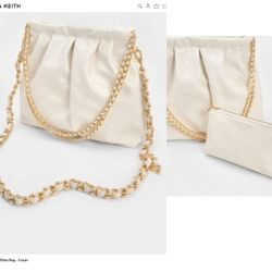 $80 Charles & Keith Duo Double Chain Hobo Bag - Cream
