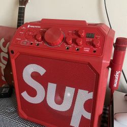 Supreme x Singing Machine Red (US Plug) Karaoke System w/2 Microphones