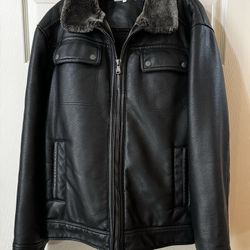 CALVIN KLEIN LEATHER BOOMER JACKET 