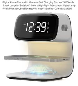 Digital Alarm Clock with Wireless Fast Charging Station 15W Touch Smart Lamp
