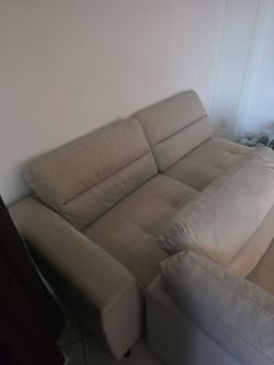 Beige Fabric L-Shaped Sectional Sofa