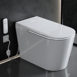 Smart Toilet with Heated Seat & Instant Warm Water with Remote Control Bidet,Hidden Foam Shield,Air Purification,One Piece Tankless Toilet 