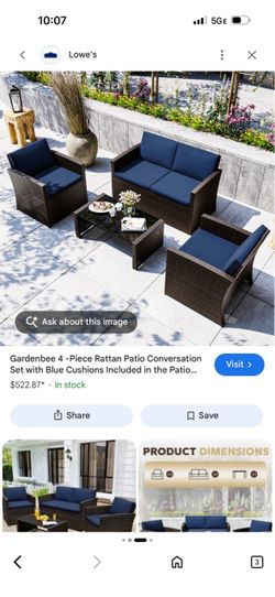 4 PIECE PATIO CONVERSATION SET 400$ retail pristine chairs & couch