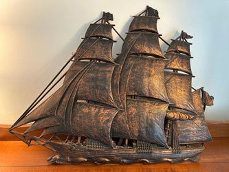 Vintage Dart Industries Ship Decor - Made in the USA 27.25” long x 22.5” tall x about 1” depth