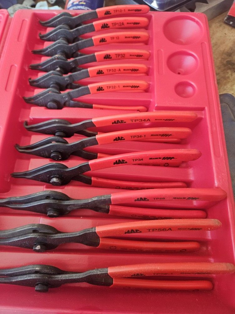 12 Piece Mac Tool Snap Ring Plier Set. 