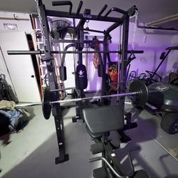 Vesta Fitness Smith Machine 1001 w/Bench Attachment | 230lb Bumpers Olympic Weights | 7ft Olympic Bar | Fitness | Gym Equipment | FREE DELIVERY 🚚 