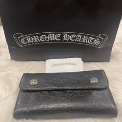100% Authentic Rare Unisex Chrome Hearts Full Leather And Silver Wallet/clutch