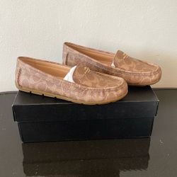 Coach Women’s Leather Monogram Driver Slip On Loafers Canvas Moccasin Shoe Size 7