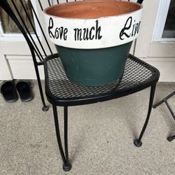 Huge Terra Cotta Plant Pot w/Love Much & Live Well Painting 