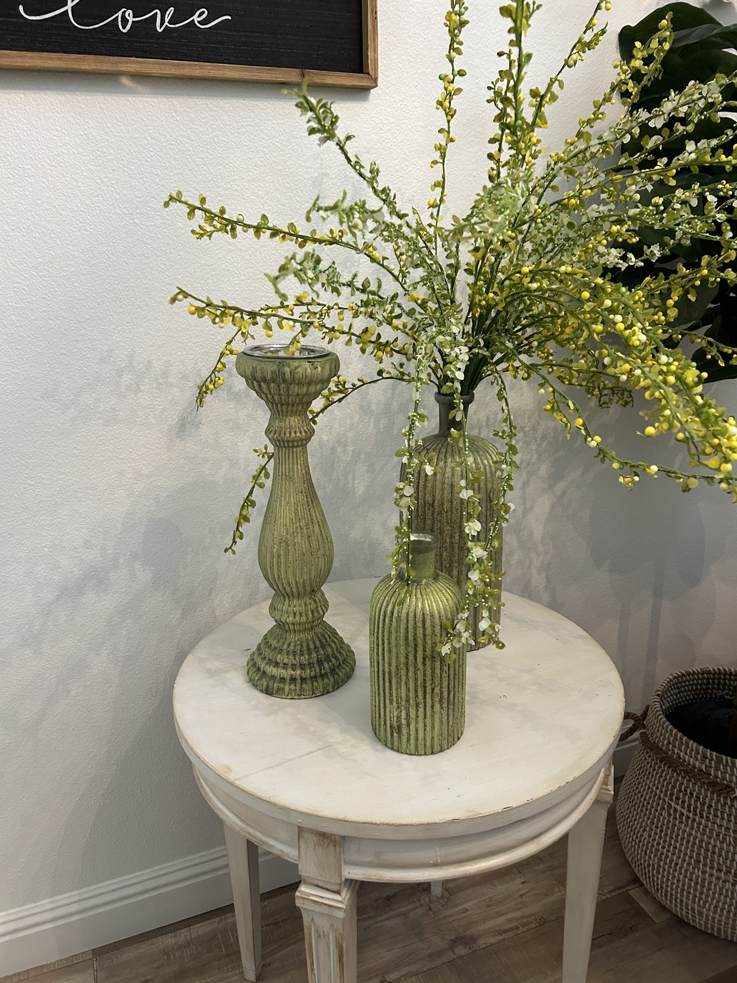 Glass 2 Vases 1 Candle Holder