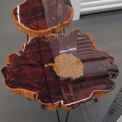 Live Edge Cedar end  side table pair