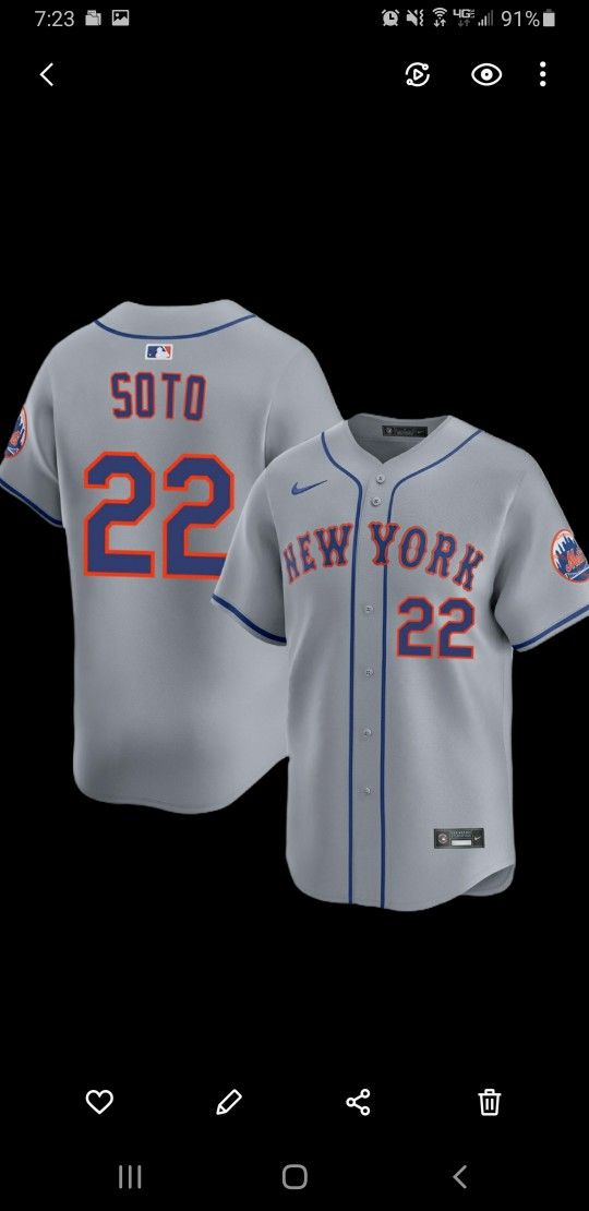 New! Men's New York Mets #22 Juan Soto Gray Road Player Jersey XL
