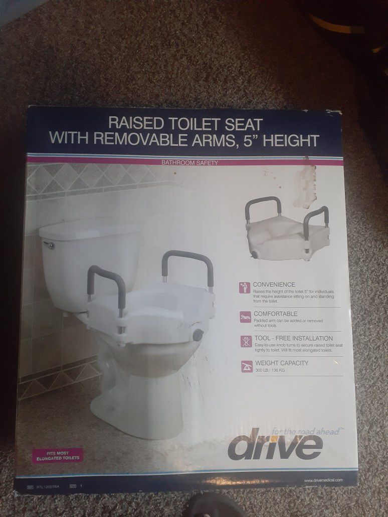 Brand New Drive Raised Toilet Seat w/ removable arms 