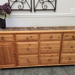 Wood Credenza 10 Drawers 2 Shelves