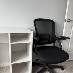 White Desk & Rolling office Chair For Sale