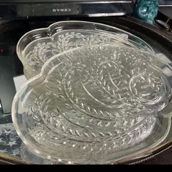 Federal Glass Homestead Crystal Tea Snack Plate set of 4