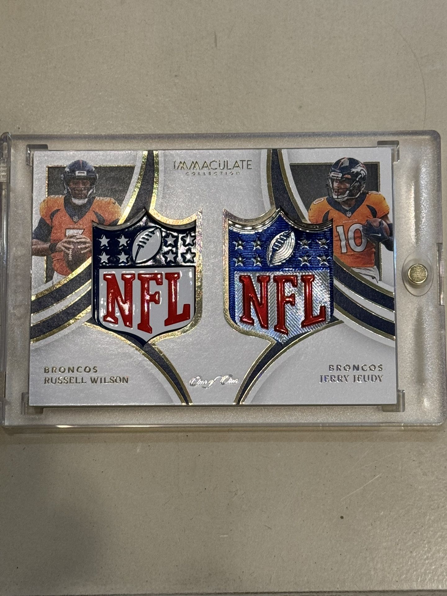 2022 Immaculate Russell Wilson/Jerry Jeudy NFL Shield 1/1 Broncos 